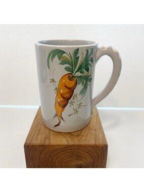 Vintage Hand-Painted Ceramic Mug Made in Italy Carrot Honey Spoon Design
